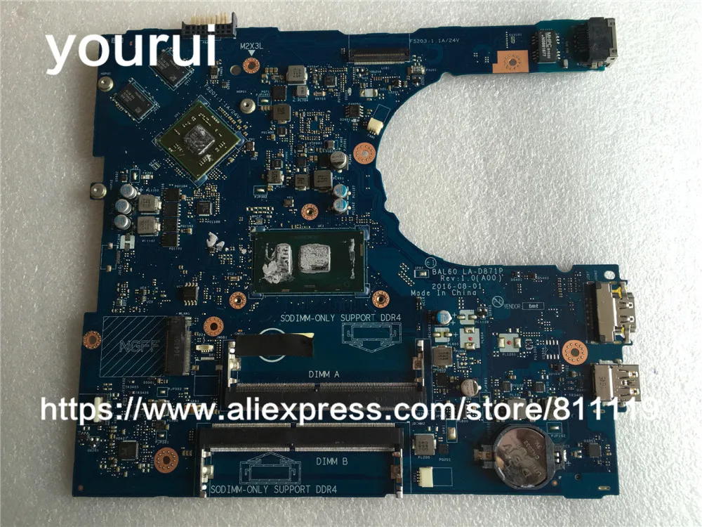 Yourui For Motherboard For Dell Inspiron 14 5468 5468d Sr2zv I7 7500u Cpu 9dt3w 09dt3w Cn 09dt3w Bal60 La D871p Ac Dc Adapters Aliexpress