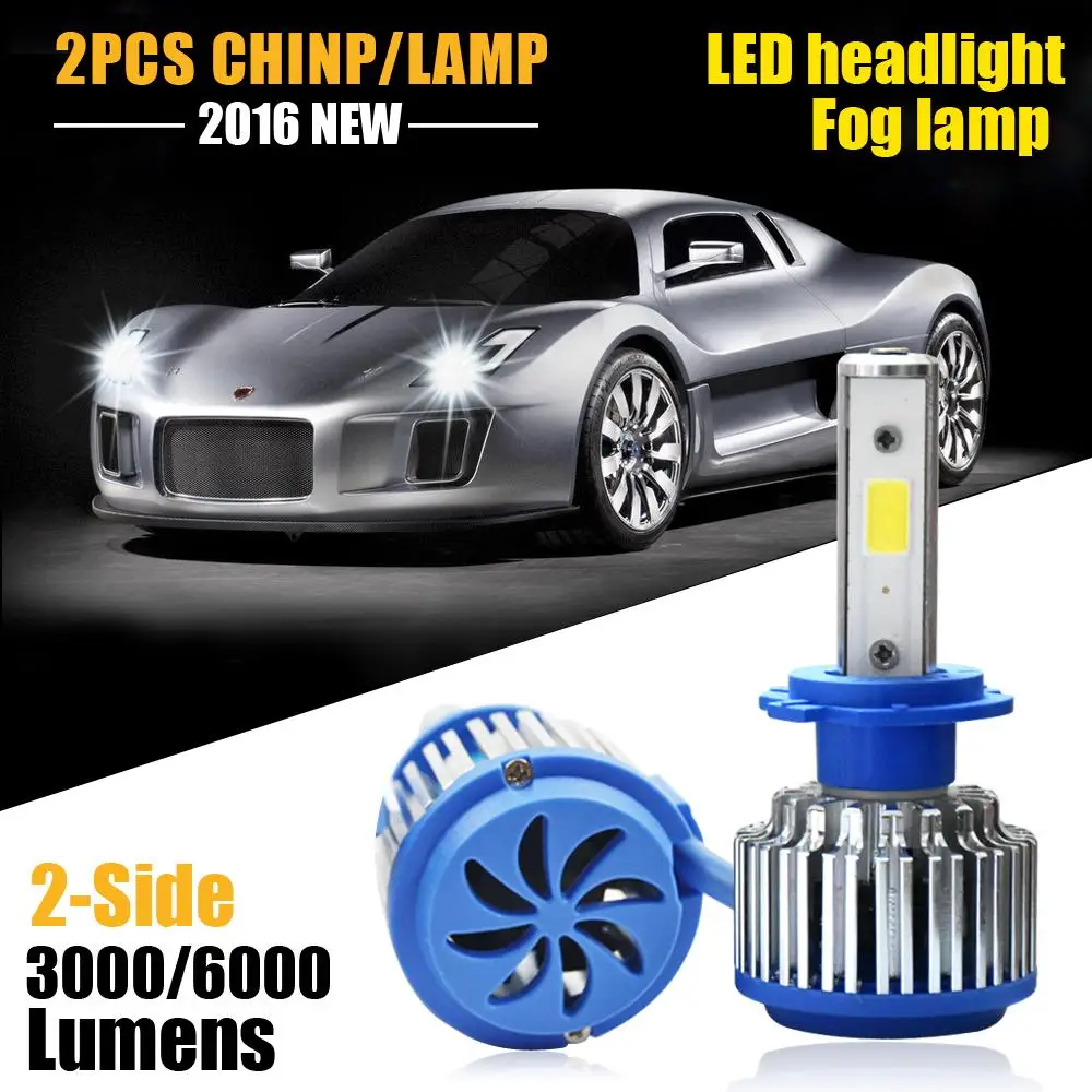 2pcs Car Lights Cars H7 Bulb 60w 6000k LED White Fog Bulb Car Head Lamp Light