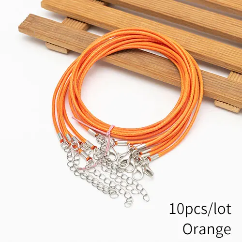 2 мм ювелирный шнур застежка Омар Ожерелье Веревка вощеный кожаный шнур ожерелье шнурок кулон браслет из шнуров изготовление 10 шт./лот бесплатно - Цвет: orange  10pcs