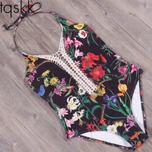 TQSKK, сексуальный слитный купальник, женский купальник с пуш-ап и цветами, женский купальник, летняя пляжная одежда, купальный костюм, монокини