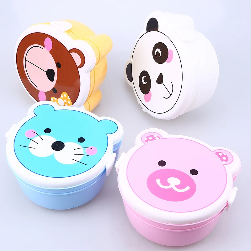 

Portable Bento Box Plastic Double Layer Microwave Oven Lunch Box Food Container Dinnerware for Kids Student Adults