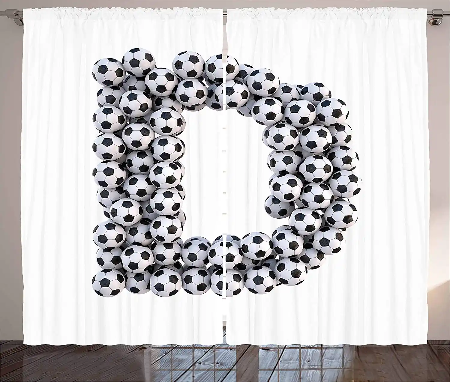 Letter D Curtains Soccer Balls In The Form Of Alphabet Symbols Old