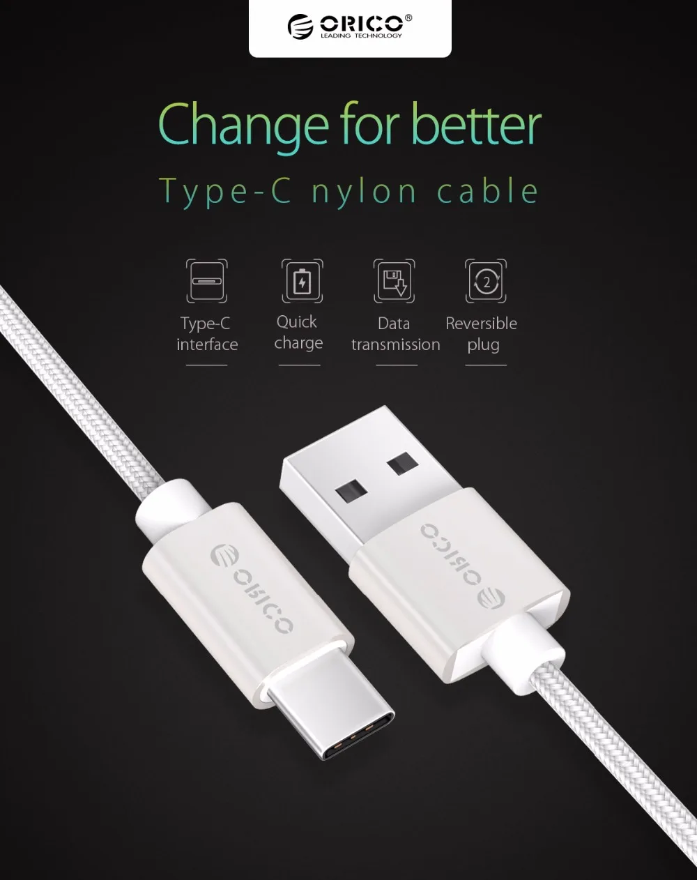 ORICO HTF usb type C кабель USB C кабель передачи данных для быстрой зарядки type-C USB Кабель зарядного устройства для Nexus 5X, 6 P, OnePlus 2, LG для Xiaomi 4C