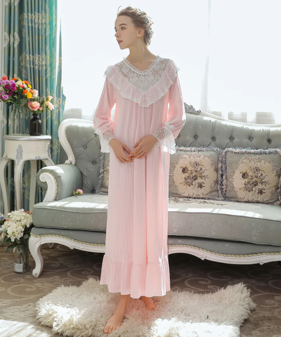 French Palace Princess Sleeping Dress Long Nightwear Women Nightgowns