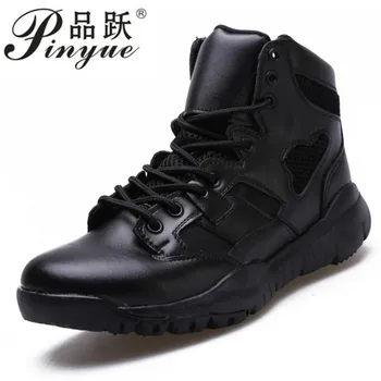 

Tactical Boots Military Desert Combat Boots Outdoor Shoes Waterproof Breathable Wearable with Zip Boots Hiking EUR size 37--46