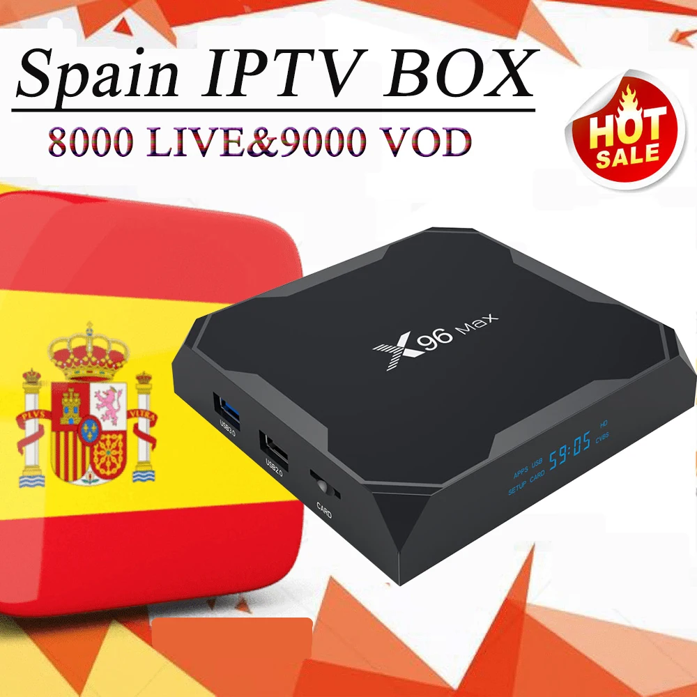 x96 max spain europe iptv 4k tv box android 8.1 spanish caja france