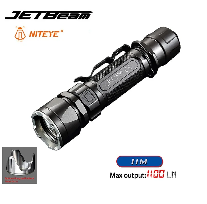 

2016 New JETBeam IIM Cree XP-L HI 1100 Lumen Led Flashlight for Outdoor Activities by 18650 Battery Niteye Tactical Flashlight