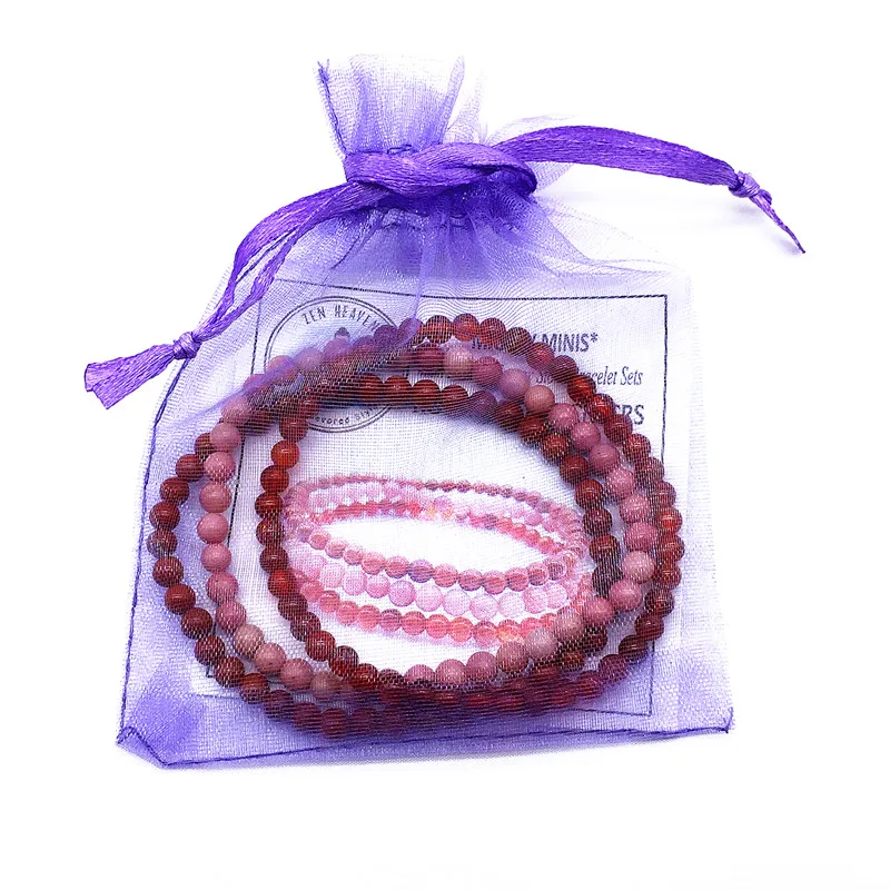 Fashion Stone Bead Bracelet Sets 3 pcs / set Women Girls Yoga Bangles 18-18.50 cm 4 mm Round Beads Carnelian Jewelry #10