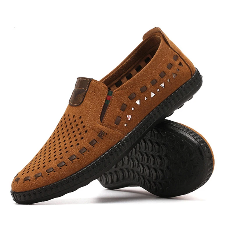 

Genuine Leather Shoes Summer Breathable Mesh Fashion Flats Loafers Male Shoes For Men Loafers Walking Men Casual Shoes Footwear
