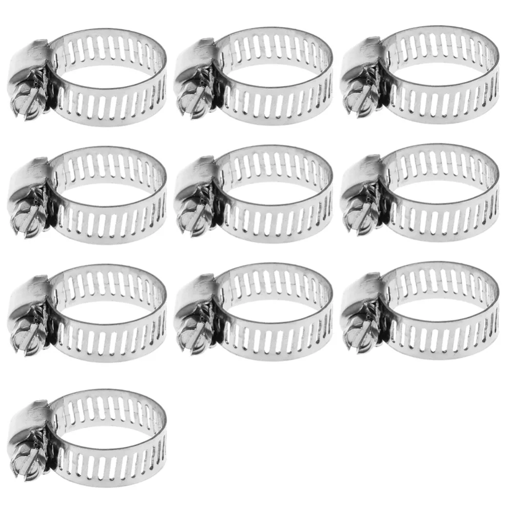 

10Pc Stainless Steel Adjustable Drive Hose Clamp Fuel Line Worm Clip 3/8"-1/2"