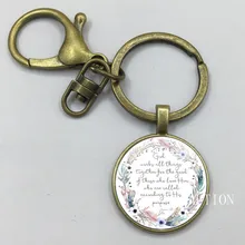 YAUTION dieu travaille tout ensemble pour le bien de ceux qui l'aiment, les romains 8 28, le verset de la Bible, le porte-clé, les bijoux chrétien en cadeau