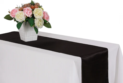 Meijuner 1 шт., Высококачественная атласная настольная дорожка, украшение стола для дома, вечерние, свадебные, рождественские украшения, доступно 22 цвета - Цвет: Black