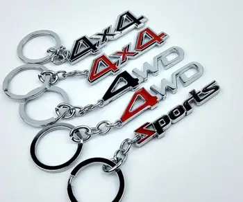 

500 Pieces Chrome Metal 4X4 4WD Car Key Rings Key Chain Stickers Metal SPORT Keychains keyring Stylings Car Key Accessories