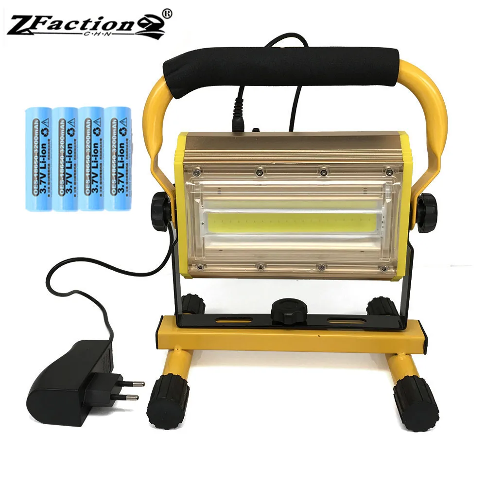 

Reflector LED Outdoor Lighting Flood Light 100W COB LED Portable Lantern Garden Handheld Spotlight with 6x18650 Battery &Charger
