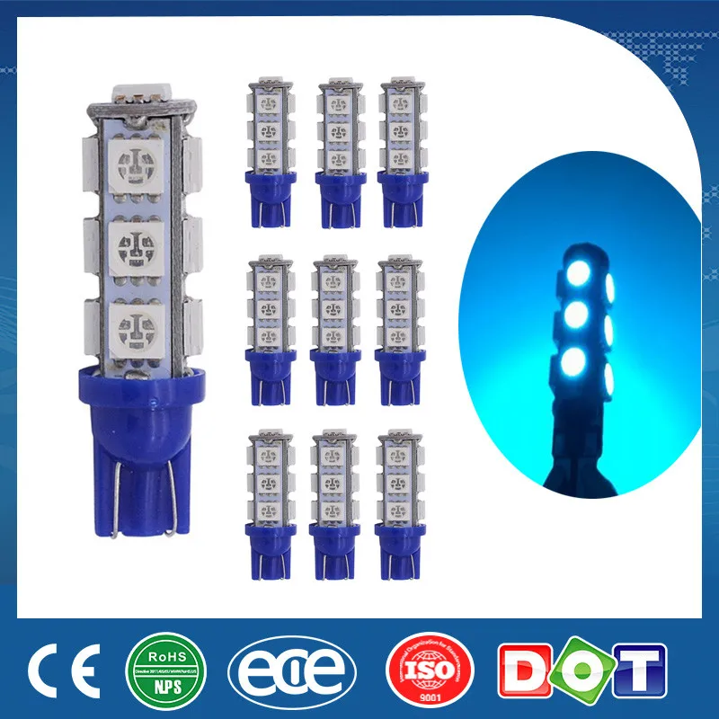 Keyecu 50* T10 194 168 5050 13smd W5W авто светодиодные Лампочки Номерные знаки для мотоциклов светло-зеленый/красный/желтый/ синий