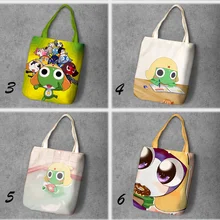 Зеленая лягушка мультфильм Печатный Рециркулированный холст хозяйственная сумка большой емкости настроить Tote Модные женские повседневные сумки на плечо
