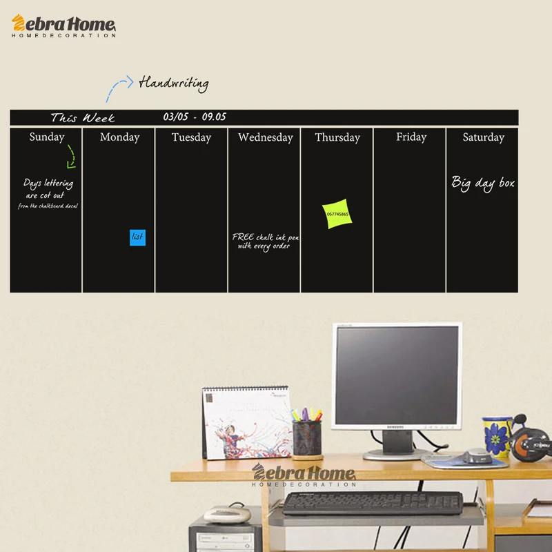 DIY Weekly Planner Chalkboard Wall Stickers Office Memo Art Blackboard