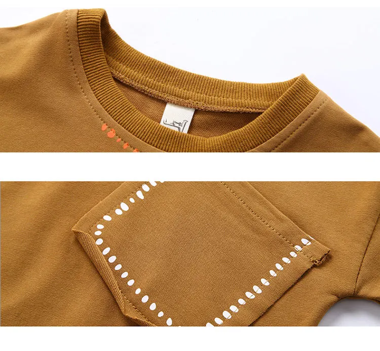 Новое поступление, весна-осень, простые толстовки для маленьких мальчиков, Повседневный свитер с карманами, футболка с длинными рукавами, Детская флисовая одежда