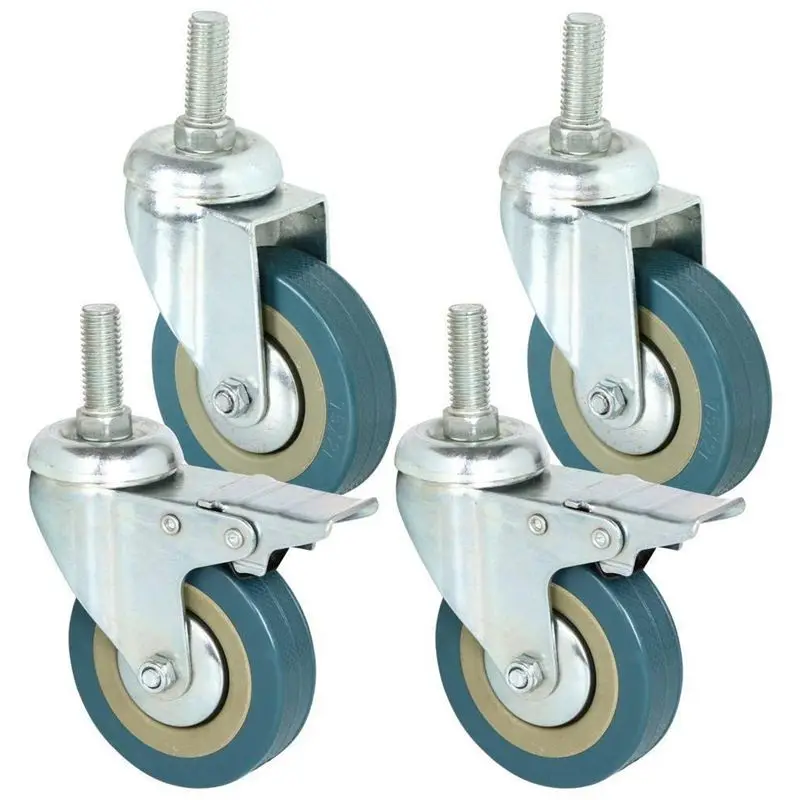 

NEW Heavy Duty 75mm Swivel Castor with Brake Trolley Casters wheels for Furniture, Set of 4