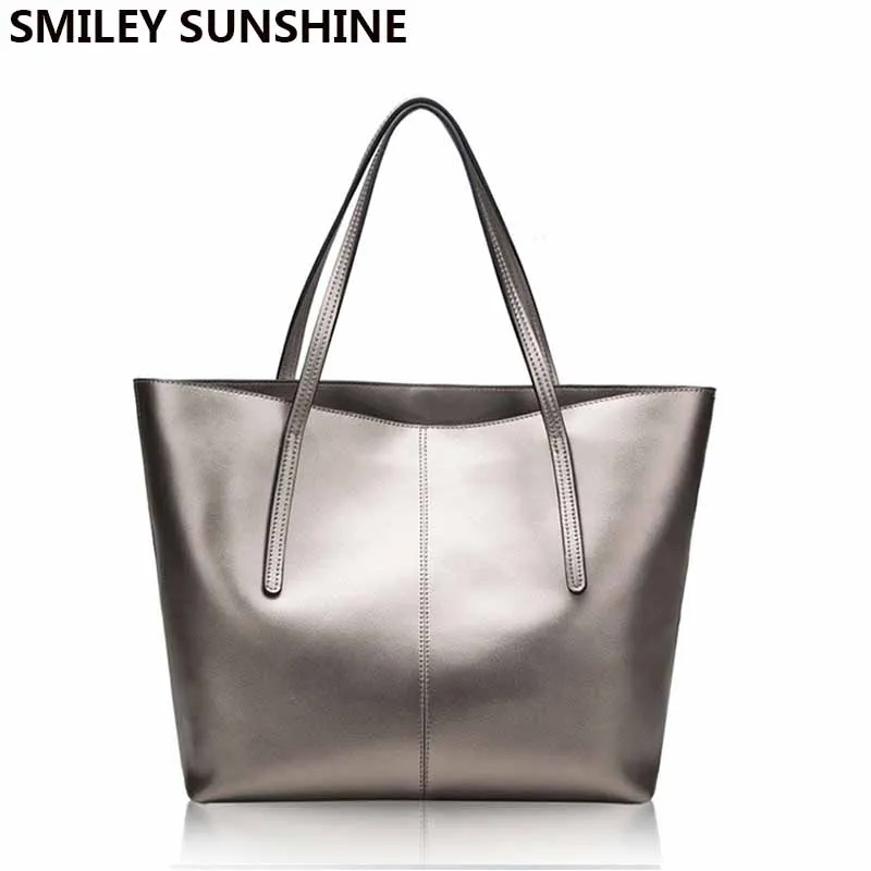 Aliexpress.com : Buy Silver Genuine Leather Women Bag 2018 Big Handbag ...