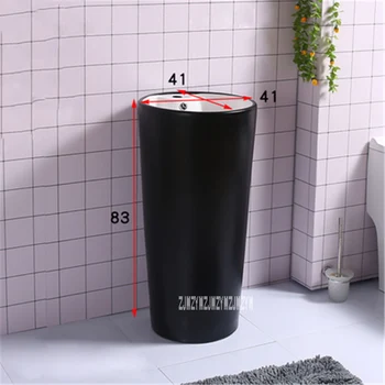 

XRH468 Creative Integral Floor Basin Household Bathroom Hotel Ceramic Wash Basin Modern Simplicity Vertical Black Wash Basin 9L