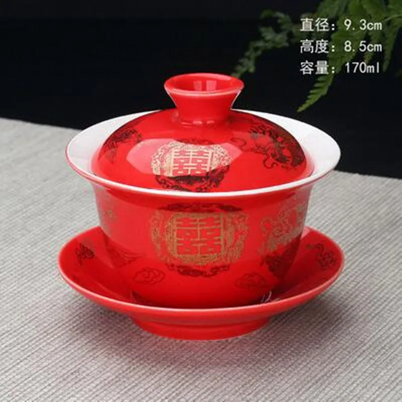 

High Capacity Hand Painted Ceramic Porcelain Gaiwan Chinese Kung Fu Tea Set Handmade Teaware Tureen Sancai Tea Cup Pu'er Kettle