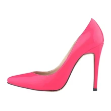 LOSLANDIFEN Classic Women Pointed Toe Red Bottom High Heels Sexy Leather shoes for women Pumps Rose Red 41
