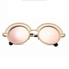 2016 Moda gafas de Sol Redondas Mujeres Vintage Shades Grano Gafas de Marco de Aluminio de Lujo Famoso Diseñador de la Marca Gafas De Sol Gafas