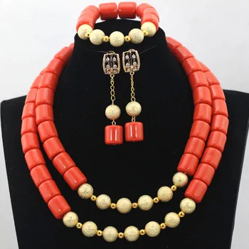 

2016 Latest Accessory African Artificial Coral Beads Necklace Nigerian Wedding Bridal/Bridesmaid Jewelry Set Free ship ALJ797