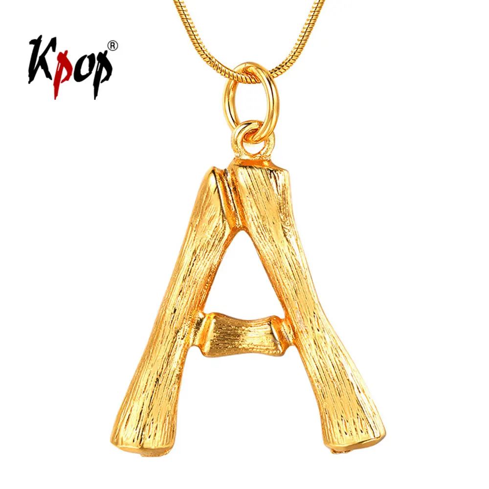 

Kpop Bamboo Initial Necklace Statement Jewelry Gold Color Alphabet Letter Name Necklace Personalize Bridesmaid Gifts P9074