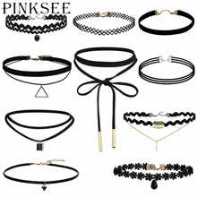 PINKSEE Лидер продаж черный классический бархат Чокер Ожерелье для лучших друзей стрейч готический татуировки шеи ювелирные аксессуары