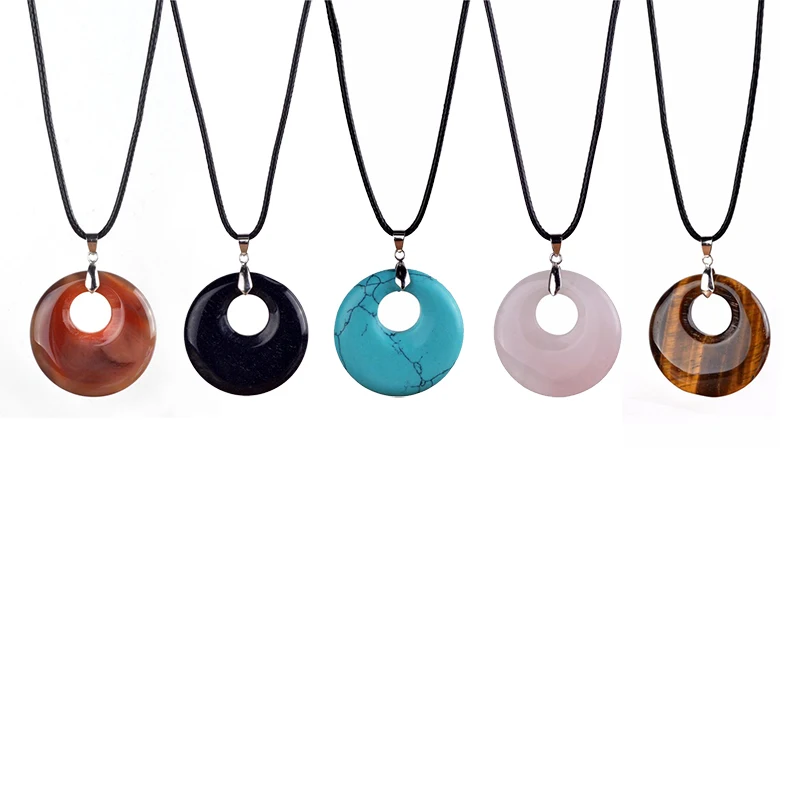Vintage Natural Stone Necklaces & Pendants Leather Chains Carnelian Tiger eye Crystals Quartz Necklace Collars Jewelry