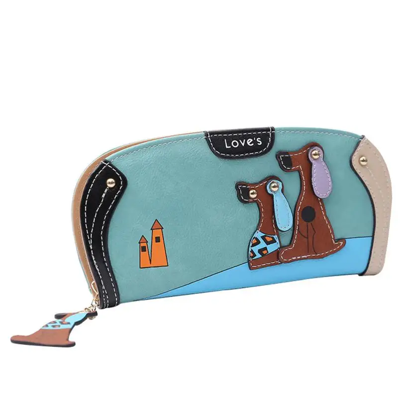 MOLAVE кошельки кошелек женский сплошной держатель для карт искусственная кожа с рисунком собаки женщины кошелек телефон сумка дизайнерский бренд ретро кошельки Jun4 - Цвет: blue