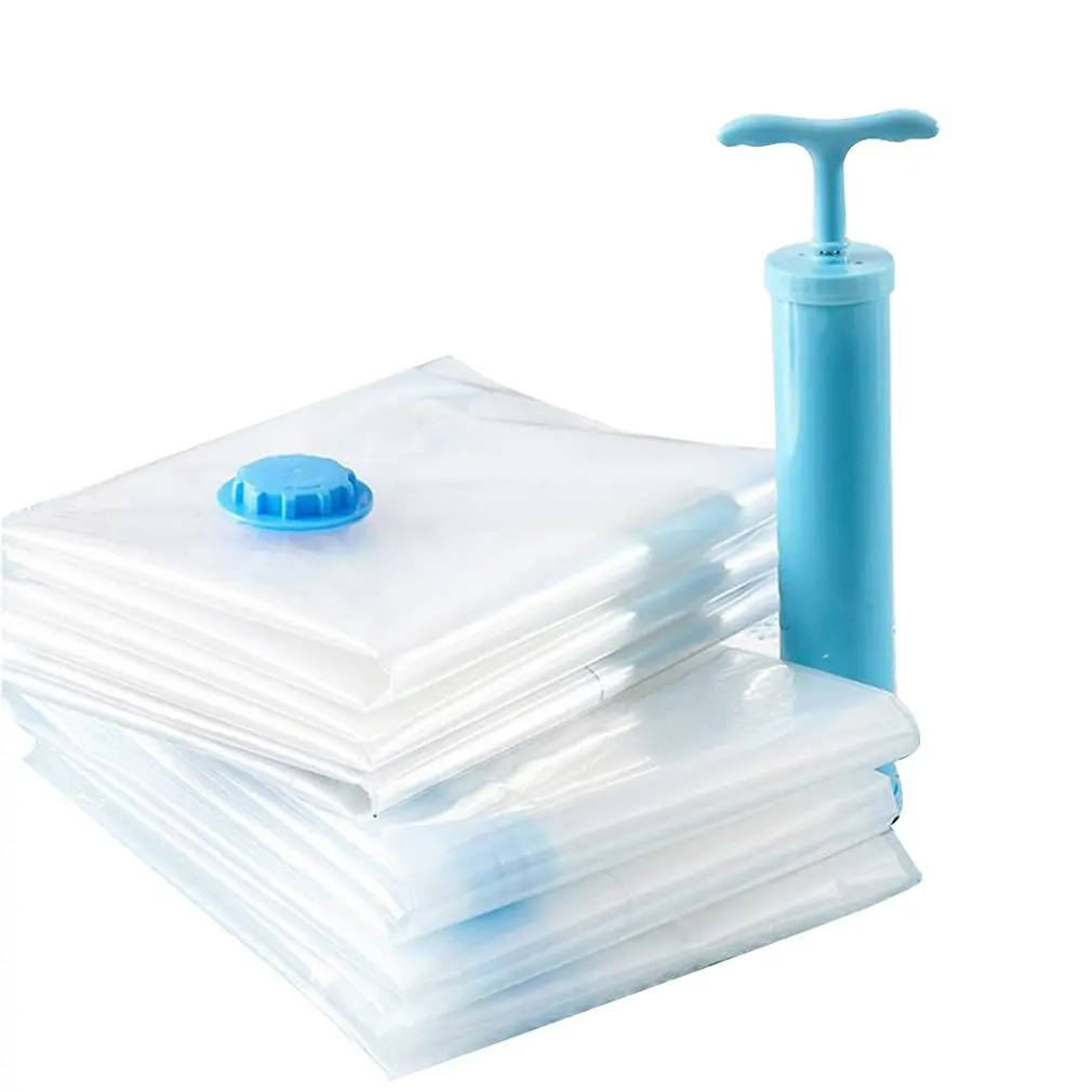 Convenient Manual Pump StorageVacuum Storage Bags Transparent Vacuum Clothes Bag Quilt Compression Suit wardrobe | Дом и сад