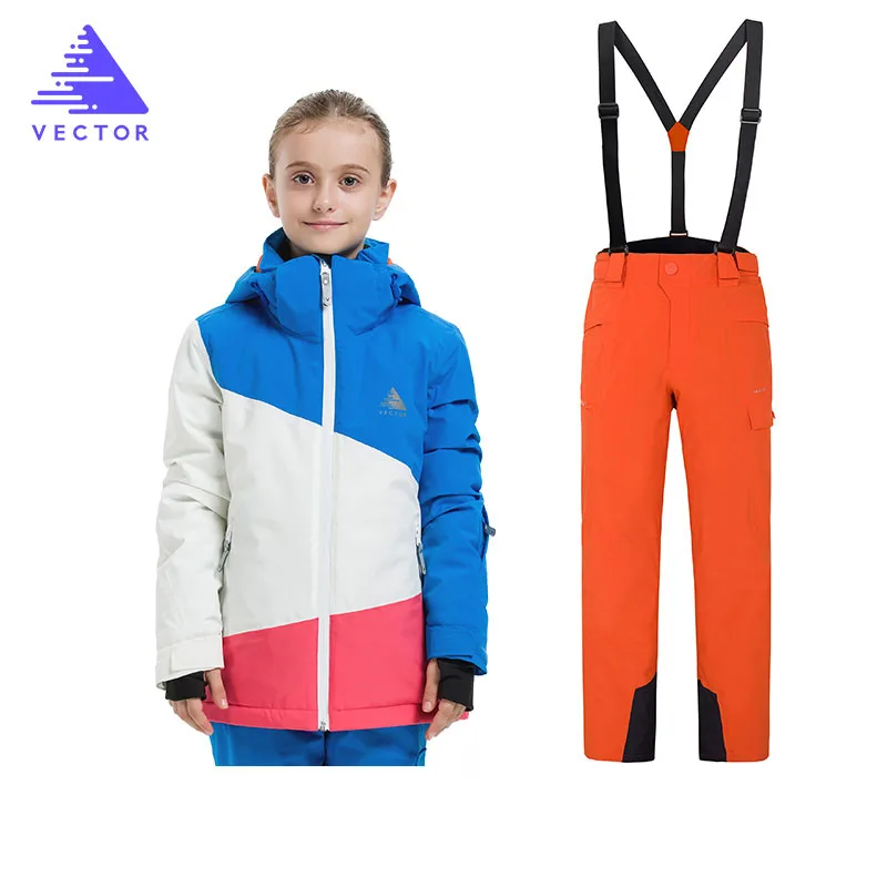 Детские лыжные комплекты лыжная куртка для девочек+ штаны, зимняя водонепроницаемая ветрозащитная детская Лыжная куртка для улицы, теплые костюмы с капюшоном, сноуборд-Спорт - Цвет: Girls8