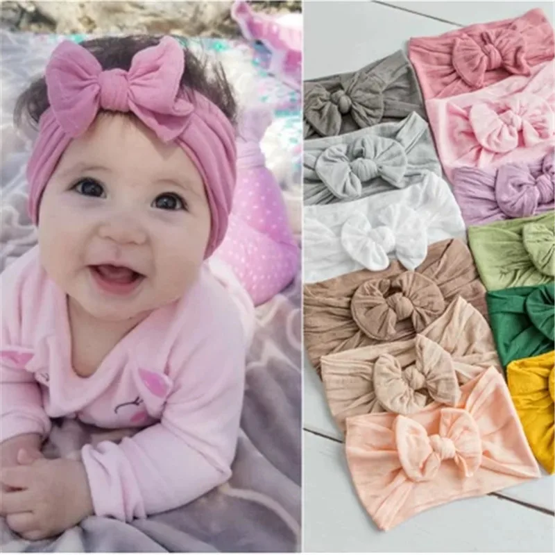 2018 New Arrival 27 Colors Girls Elastic Soft Nylon Headbands Soild Bow Bebe Head Wraps Kids Cotton Knot Nylon Hair Bands new arrival comfy urban outdoor 3d waterproof men clothes pocket hood detachable nylon jacket outwear cmf vest