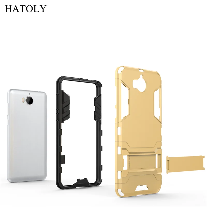 Hatoly Huawei Y5 случаях Y5 крышка Антидетонаторы силиконовые+ Пластик Kickstand Case Чехол для Huawei Y5 Huawei Y5 >