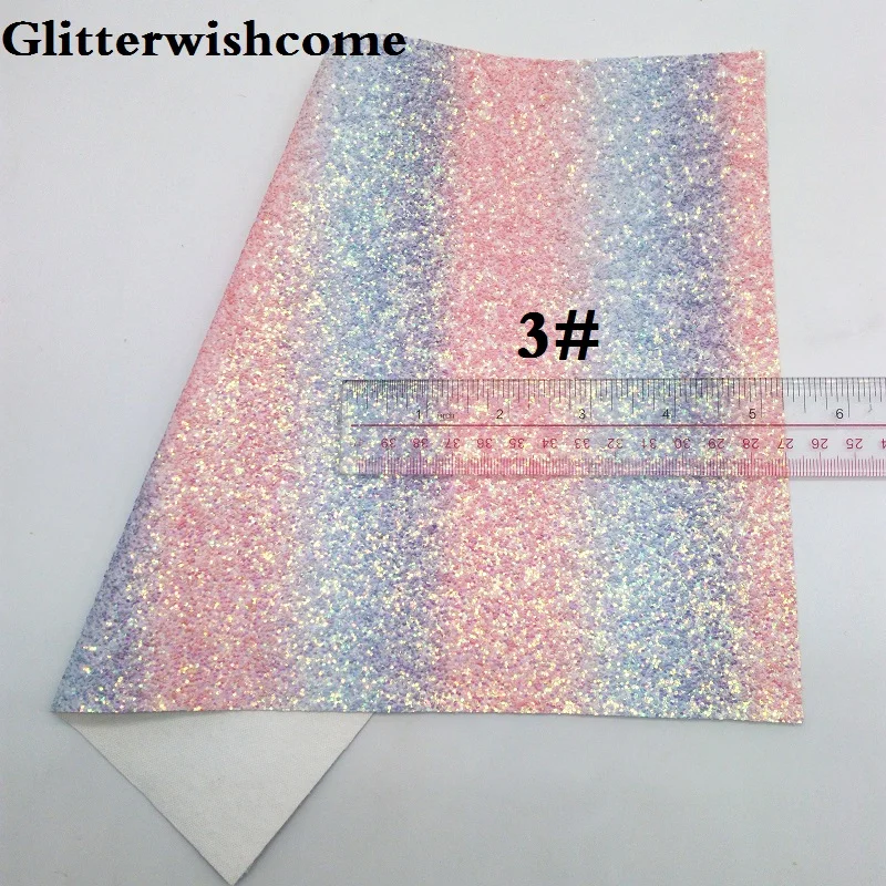 Glitterwishcome 30X134 см печатных пледы, стрелка, Радуга с эффектом блестящей кожи Ткань Винил для Луки, GM144 - Цвет: 3