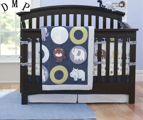 Promotion 7pcs Embroidery Crib Baby Bedding Set For Girl Boy Baby