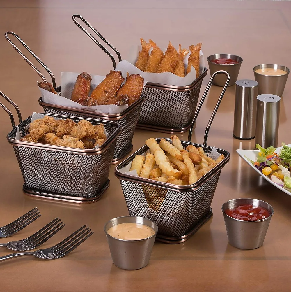 Fry basket brass food presentation set