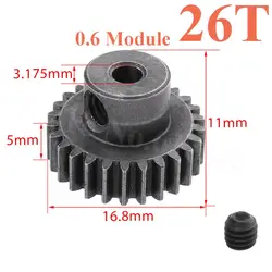 HSP 11176 Металл Мотор шестерни Шестерни 26 т зубы Сталь металла 1/10 RC автомобиля Запчасти для электрический Off Road багги монстр XSTR Baja Redcat