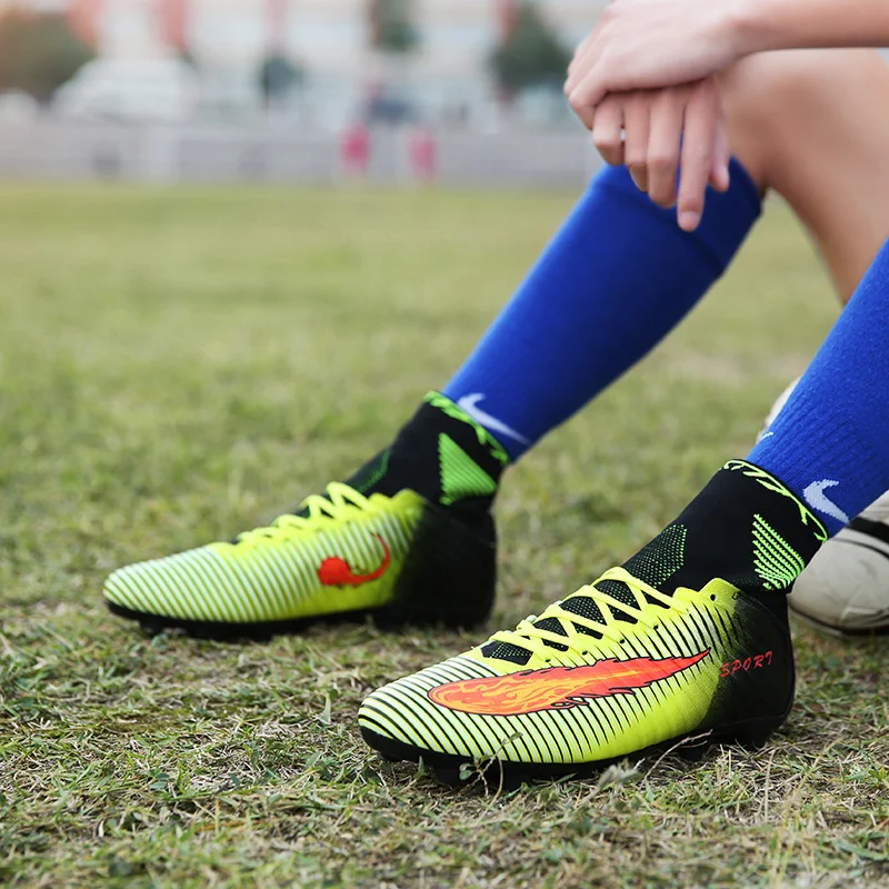 Мужские футбольные бутсы de soccer Spike с высокими лодыжками детские носок шипами