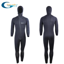 Homem 5mm Neoprene Wetsuit Surf Fato de Mergulho Dos Homens De Pesca Caça Submarina Ternos Encapuzados uma peça terno completo Coldproof Com Zíper Frontal