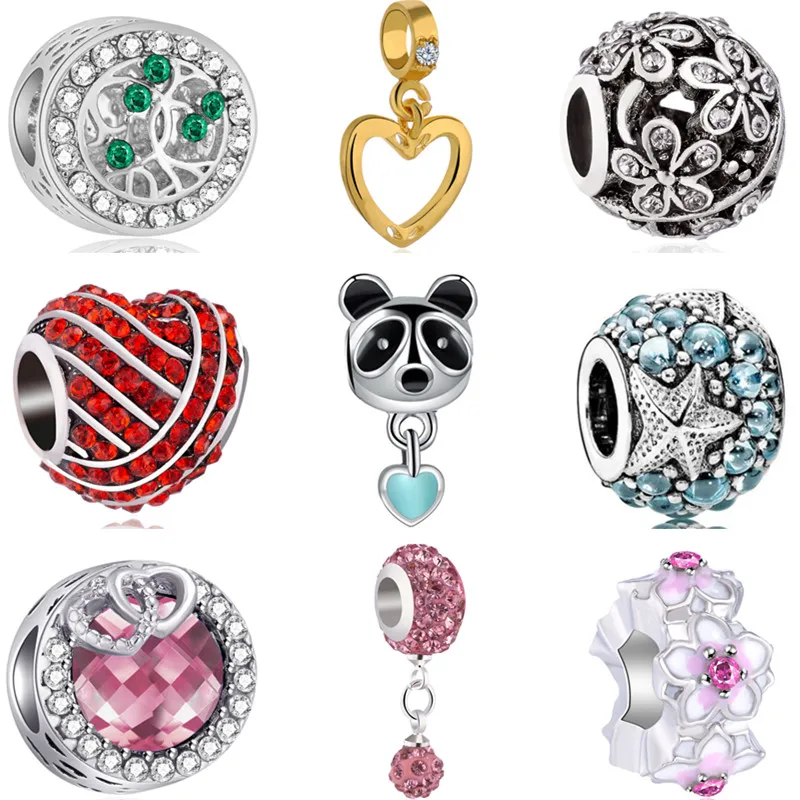 

Fresh Style Crystal Lock Key Leaf Panda Ball Flowers Pendants Beads Fit Pandora Bracelets & Bangles for Women Night Club DIY
