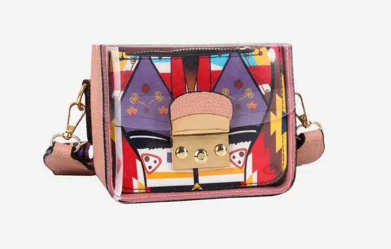 Модная женская сумка через плечо с широким плечевым ремнем, летняя Желейная сумка, мини прозрачная забавная сумка, женский клатч - Цвет: Розовый