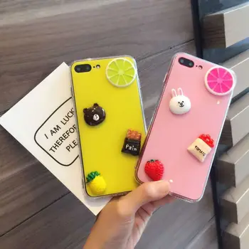 

10pcs/lot Fresh Cute Bear Fruits Candy Colors Macaroon TPU Cover Phone Case For iPhone 8/6s 7plus Skinny Shell Protection