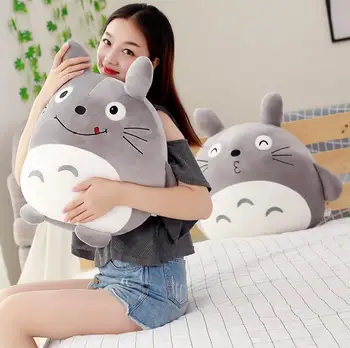 

1pc 40cm 50cm cartoon kiss laugh totoro Hayao miyazaki plush pillow cushion pacify stuffed toy children home decoration gift