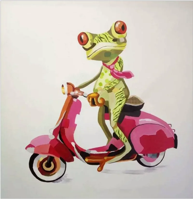 

Hand Painted Modern Abstract Animal Oil Painting Frog For Kid's Room Decorative Pictures Unframed Canvas Painting Wall Art Decor