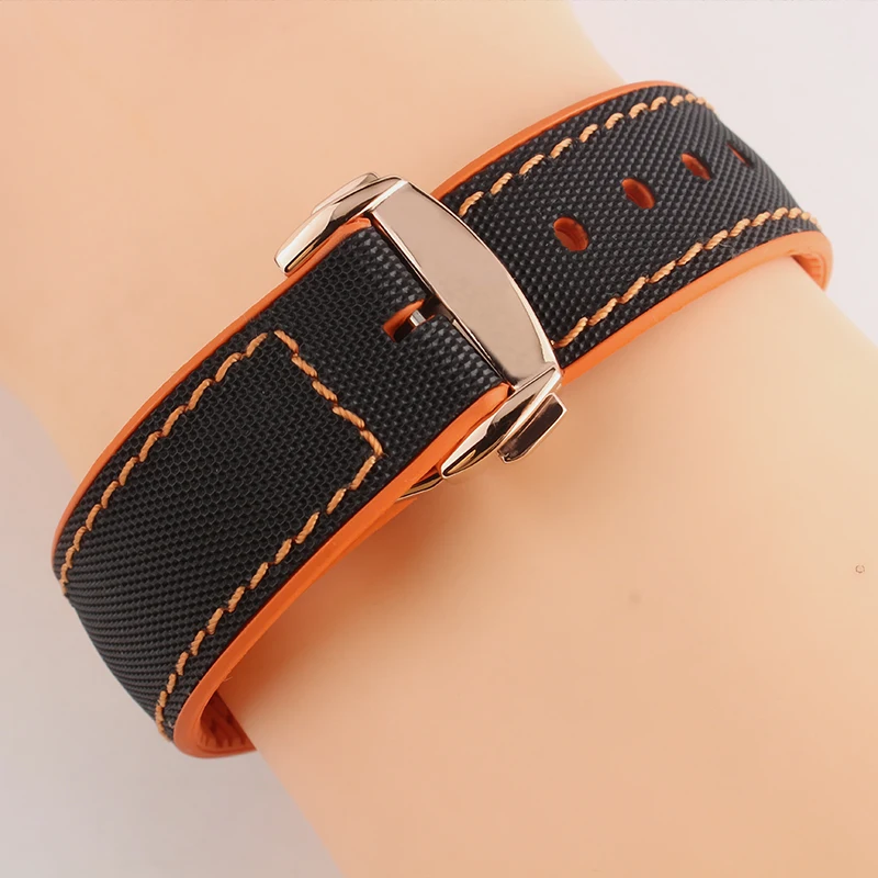 

2018 New Carbon Fiber Nylon + Rubber Strap FOR Men's and Women's Sports Waterproof Watch with Orange Red Black Butterfly Buckle