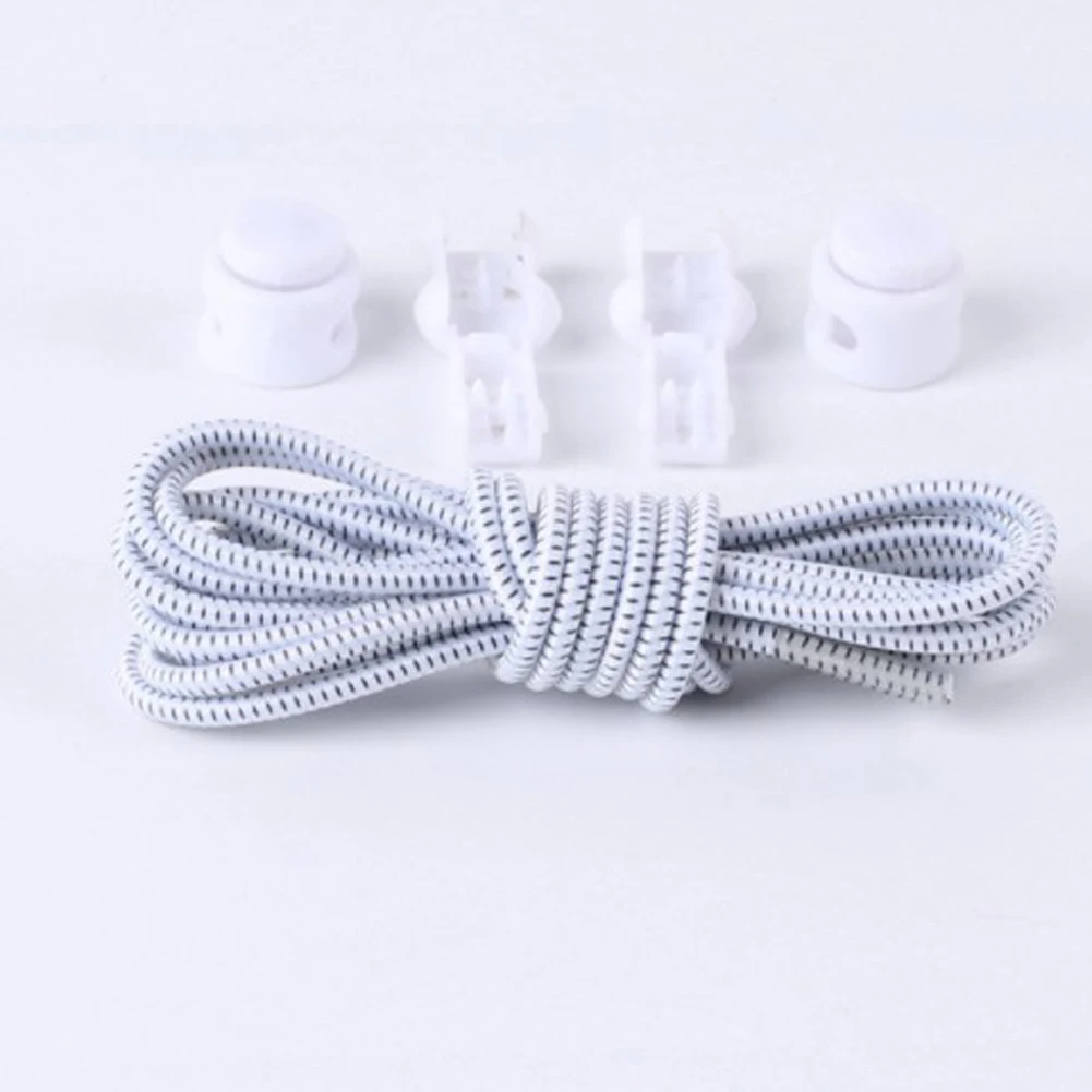 Stretching Lock lace 24 colors a pair Of Locking Shoe Laces Elastic Sneaker Shoelaces Shoestrings Running/Jogging/Triathlon - Цвет: Белый